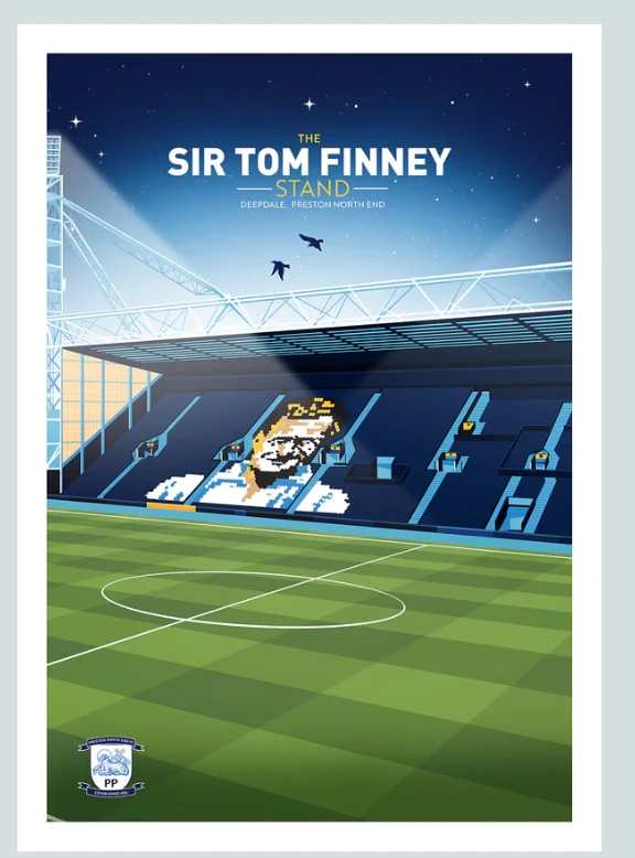 Dave Robinson artwork inspired by the Sir Tom Finney Stand.