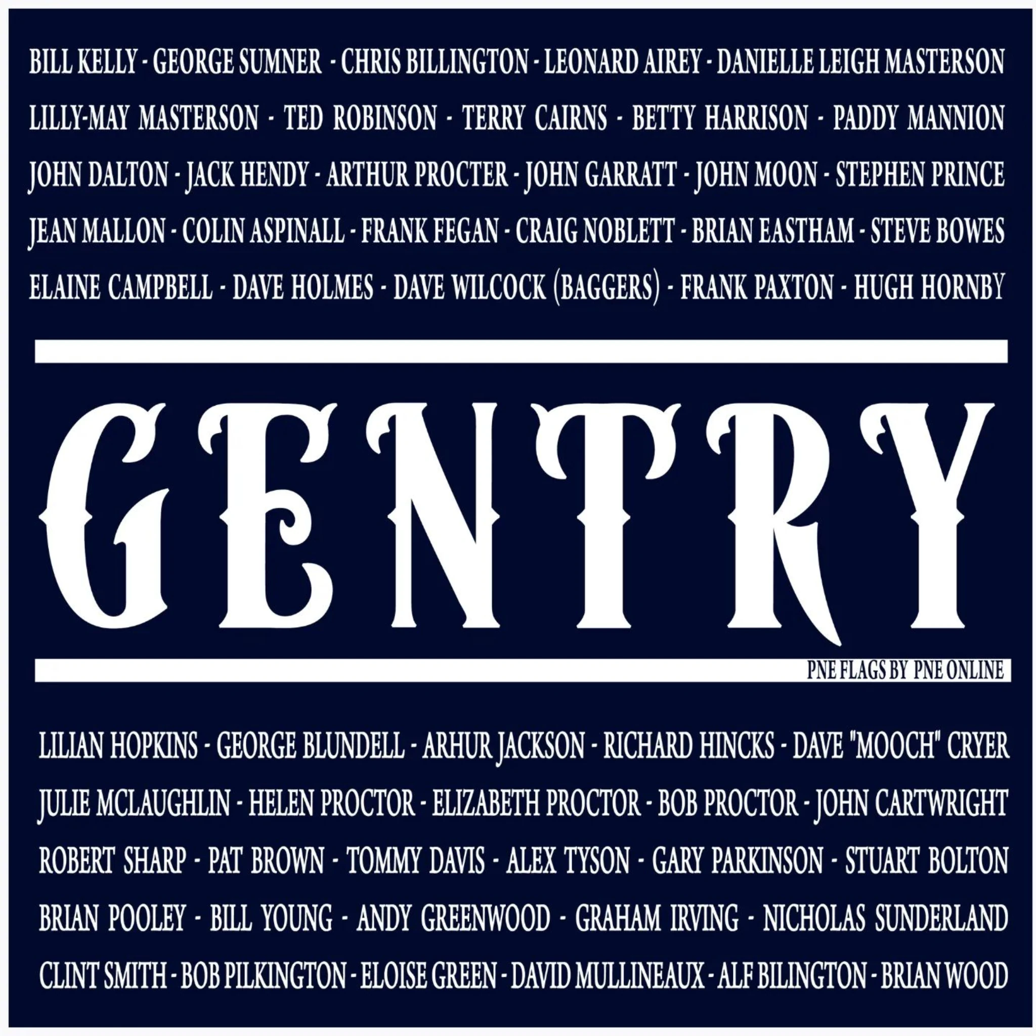 Navy Gentry tribute board with supporter names.