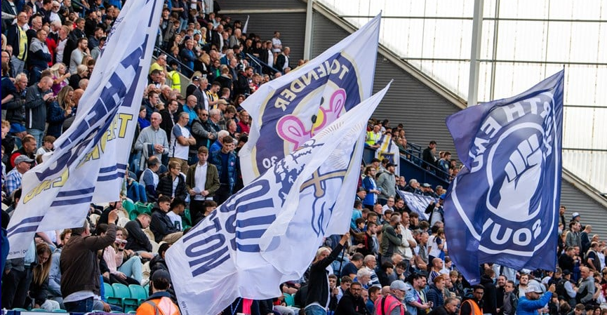 Panoramic view of Deepdale stands with banners (slide 2)