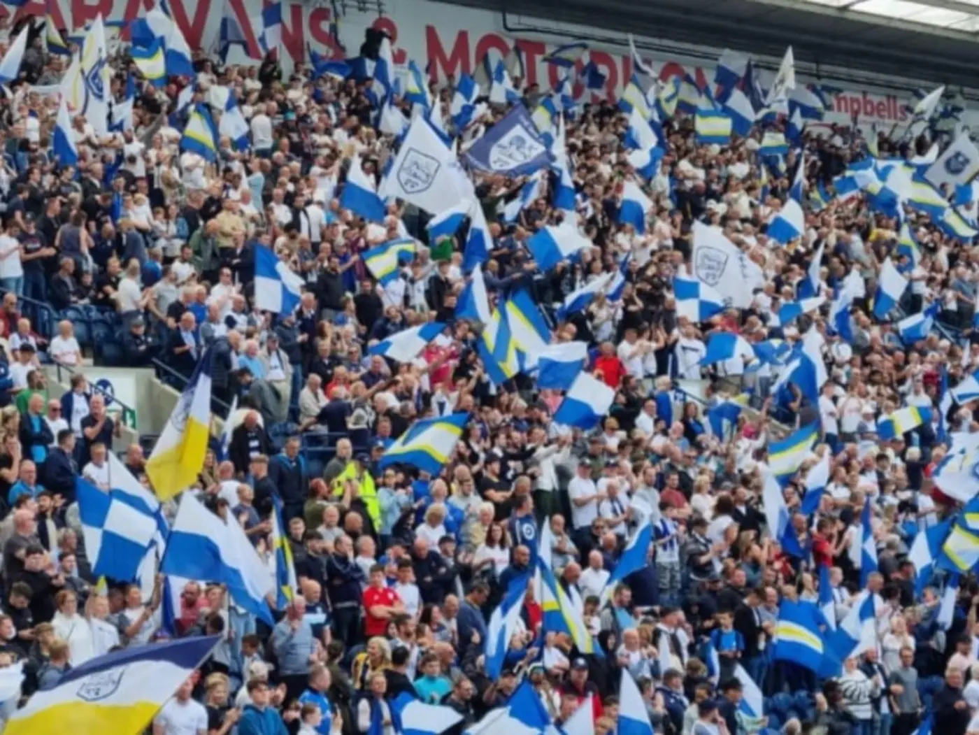 An earlier large PNE Flags display in the Town End